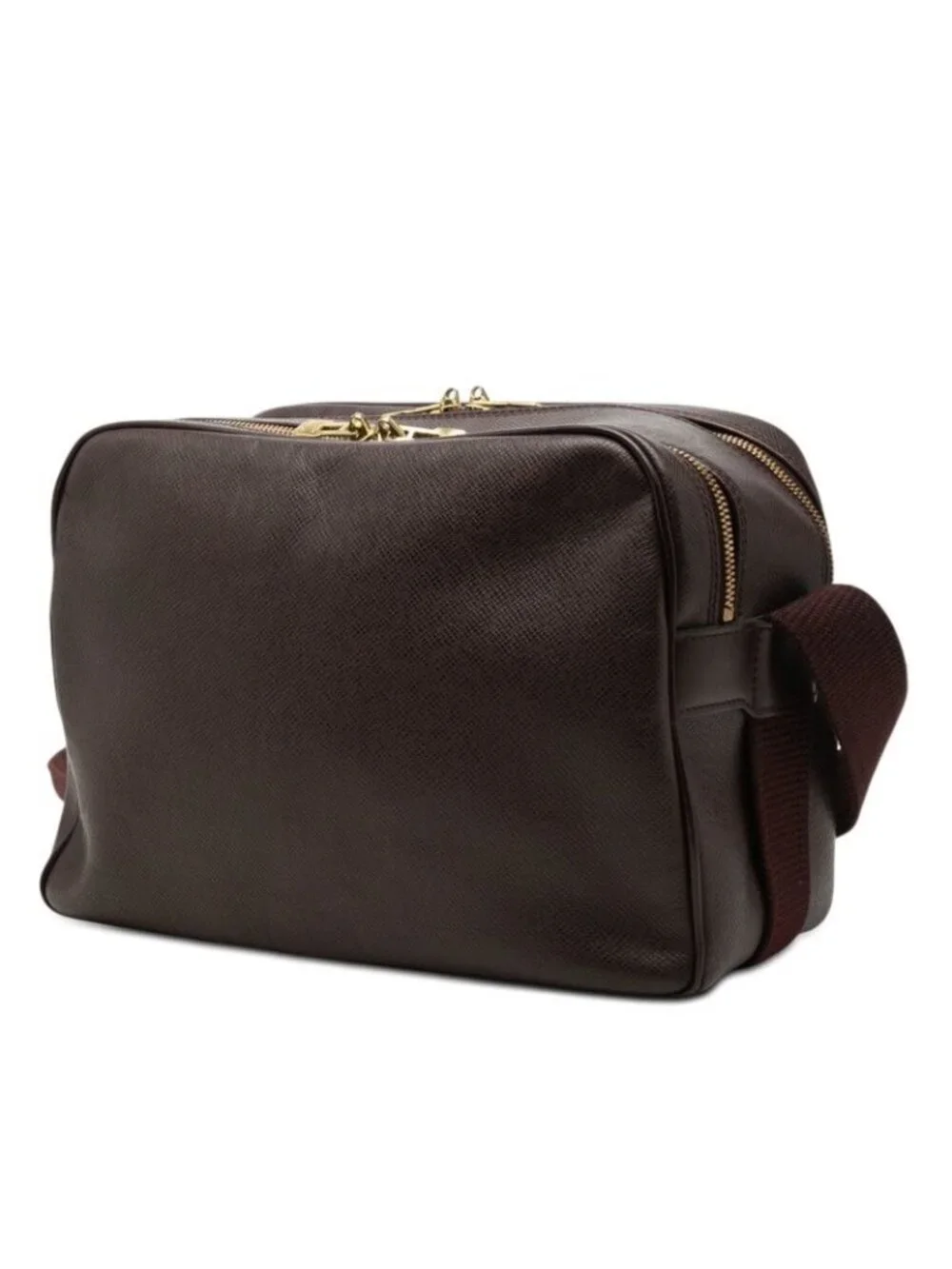 Louis Vuitton Taiga Reporter PM Crossbody Shoulder Bag Acajou Wine Red Leather